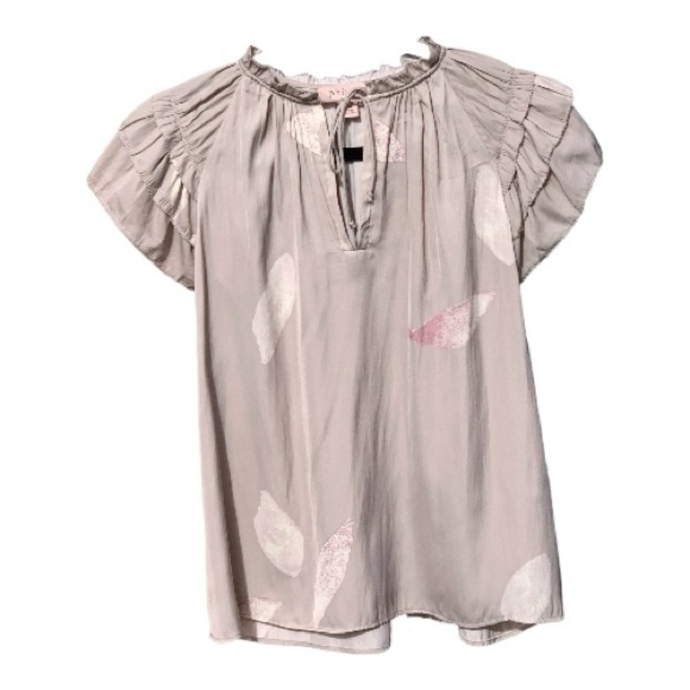 Philosophy Petal Ruffled Sleeve‎ Blouse with Petal Pattern Light Gray Size SP